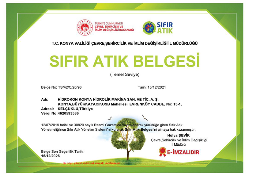 SIFIR ATIK BELGESİ